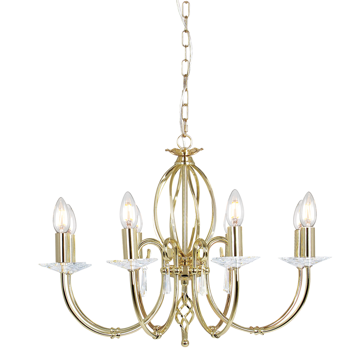 Aegean 8 Light Chandelier - Polished Brass