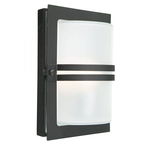 Basel 1 Light Wall Lantern - Black With Frosted Glass