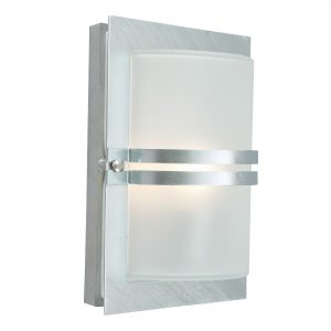 Basel 1 Light Wall Lantern - Galvanised With Frosted Glass