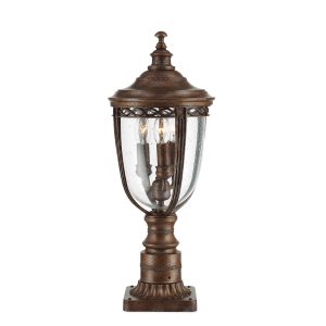 English Bridle 3 Light Medium Pillar - Lantern Black