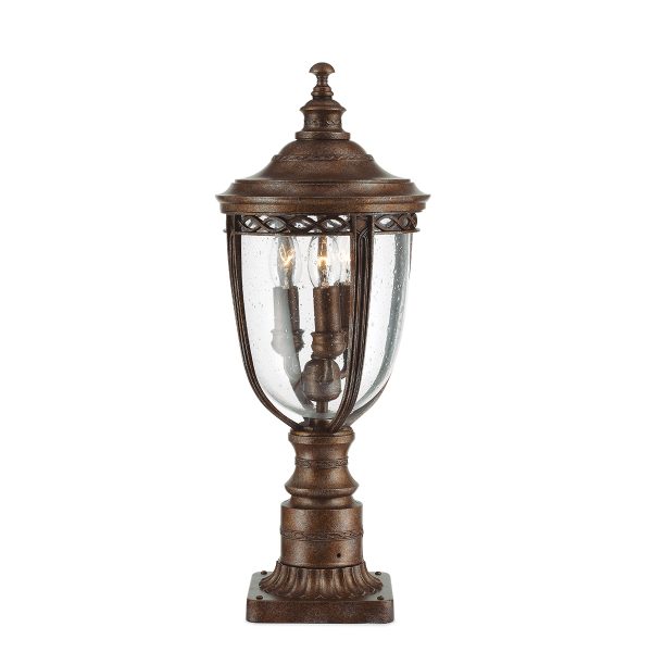 English Bridle 3 Light Medium Pillar - Lantern Black