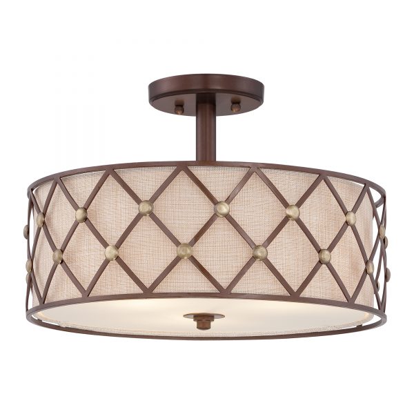 Brown Lattice 3 Light Semi-Flush