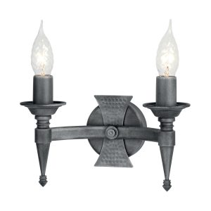 Saxon 2 Light Wall Light - Black/Silver