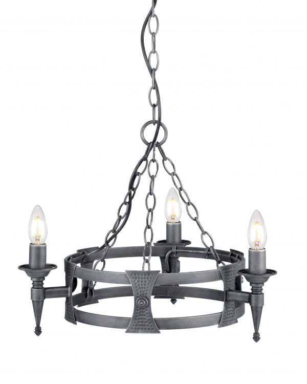 Saxon 3 Light Chandelier - Black/Silver