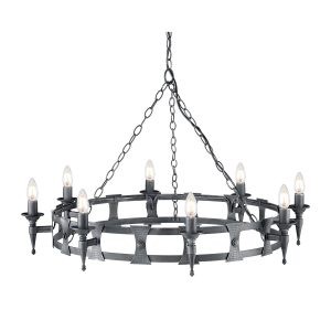 Saxon 8 Light Chandelier - Black/Silver