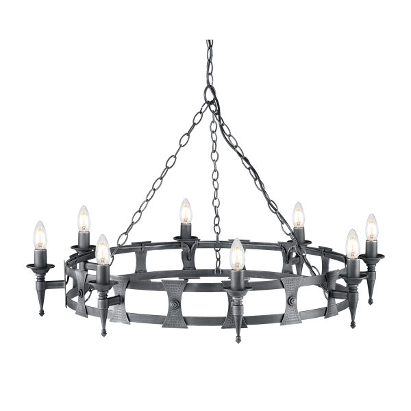 Saxon 8 Light Chandelier - Black/Silver